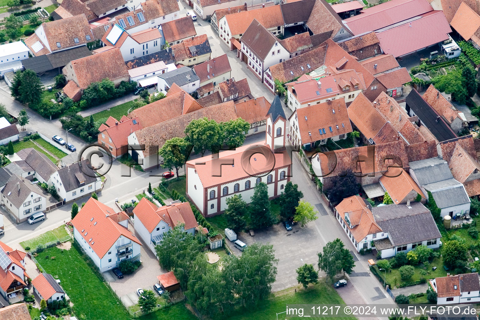 District Mühlhofen in Billigheim-Ingenheim in the state Rhineland-Palatinate, Germany from the plane