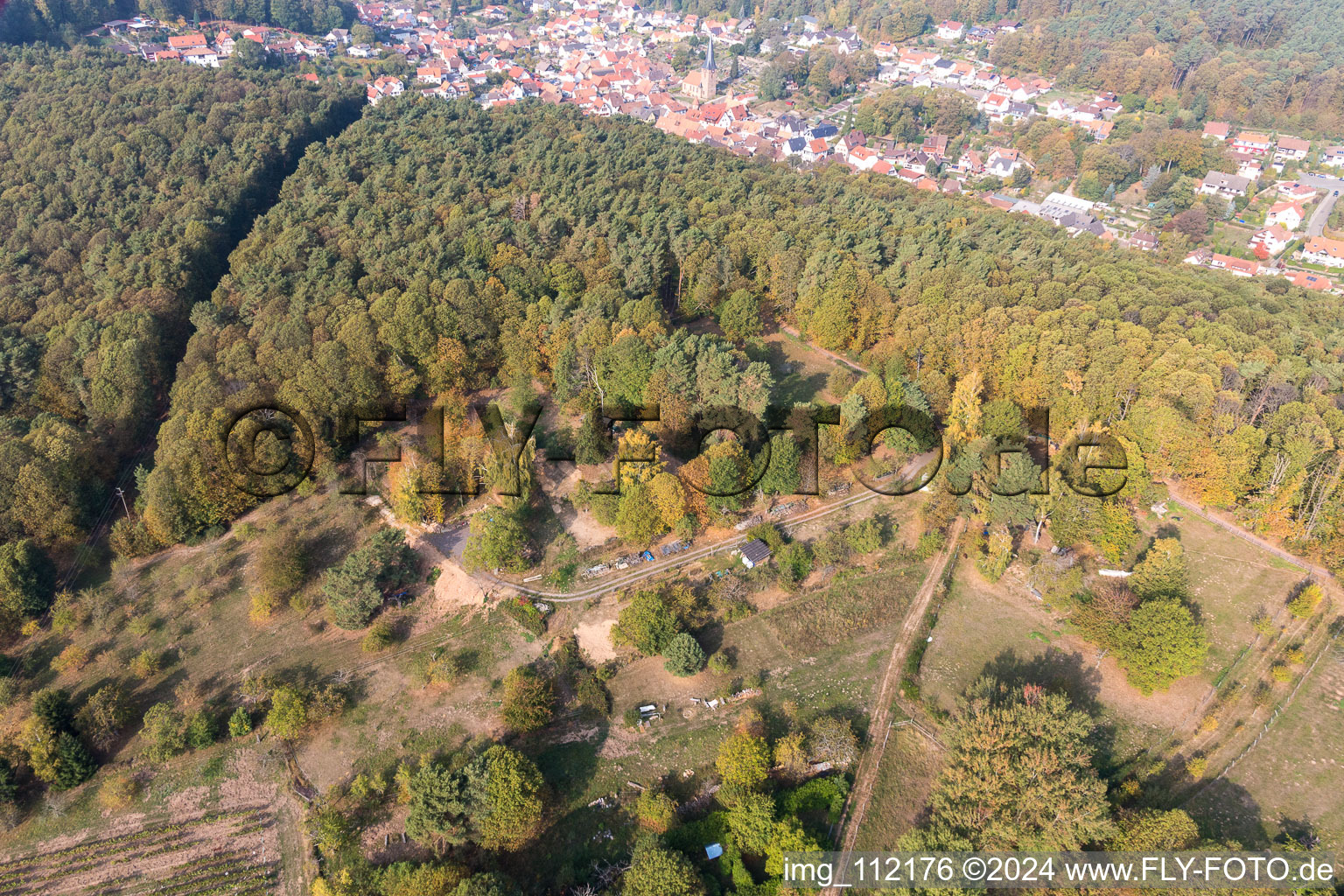 Drone recording of Dörrenbach in the state Rhineland-Palatinate, Germany