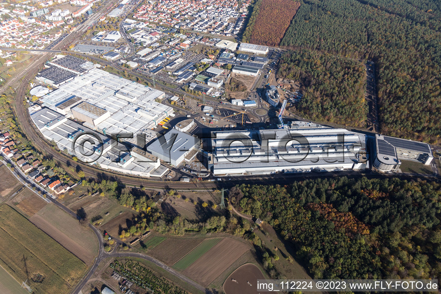 SEW-EURODRIVE GmbH & Co KG in the district Graben in Graben-Neudorf in the state Baden-Wuerttemberg, Germany from the drone perspective
