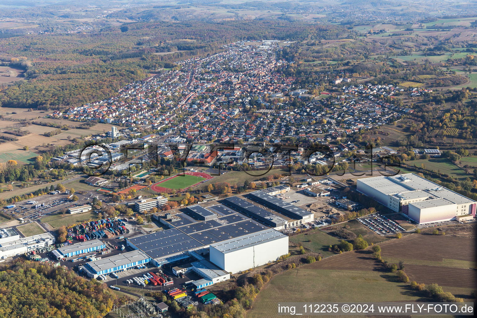 Aerial view of Östringen in the state Baden-Wuerttemberg, Germany