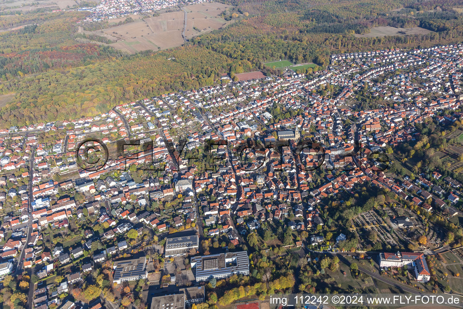 Östringen in the state Baden-Wuerttemberg, Germany from above