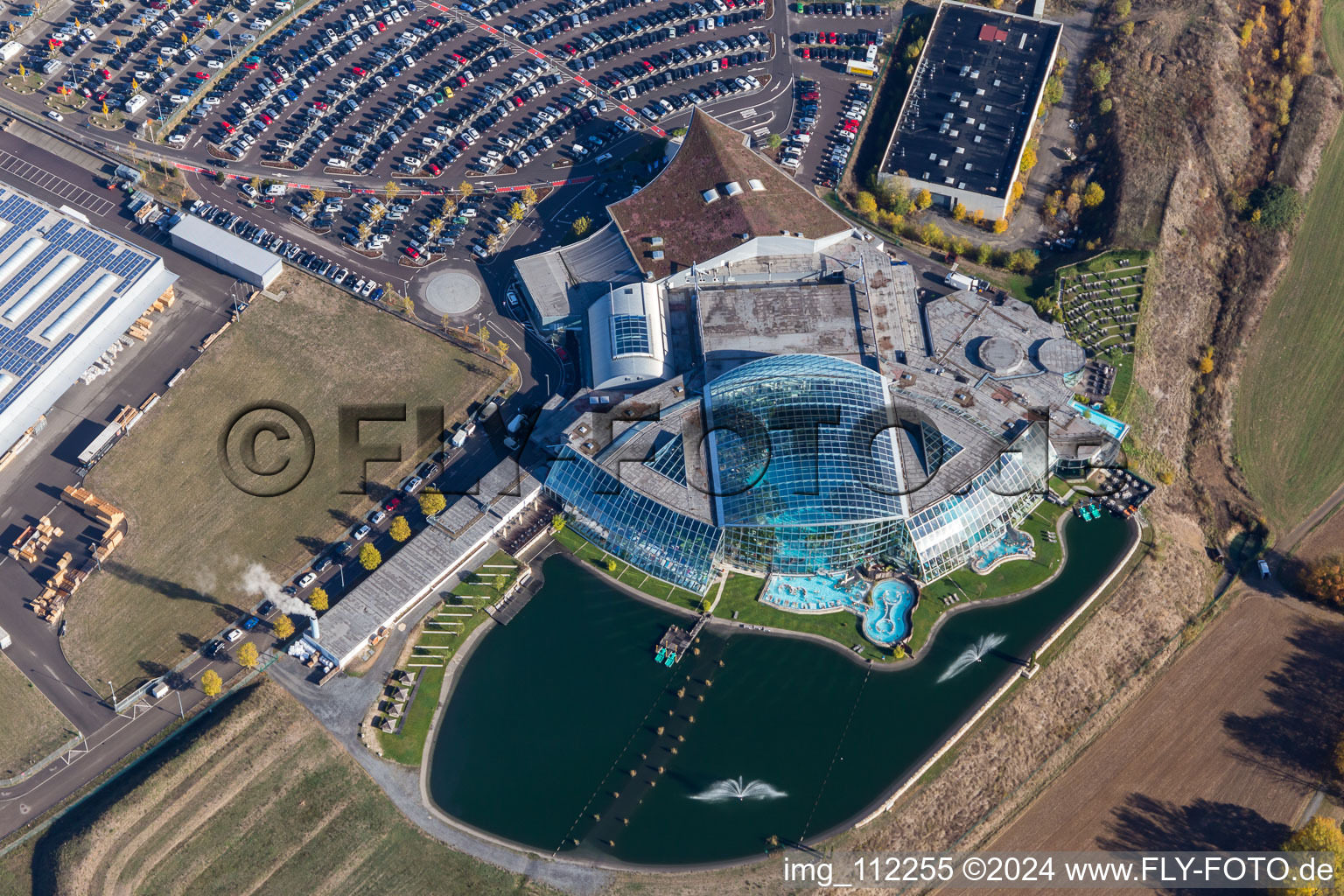 Aerial photograpy of Thermal baths & bathing world Sinsheim in Sinsheim in the state Baden-Wuerttemberg, Germany