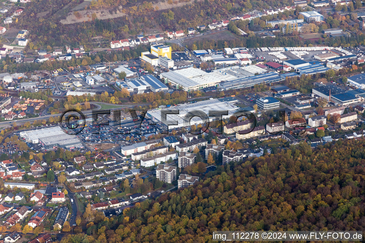 Commercial area in Mosbach in the state Baden-Wuerttemberg, Germany