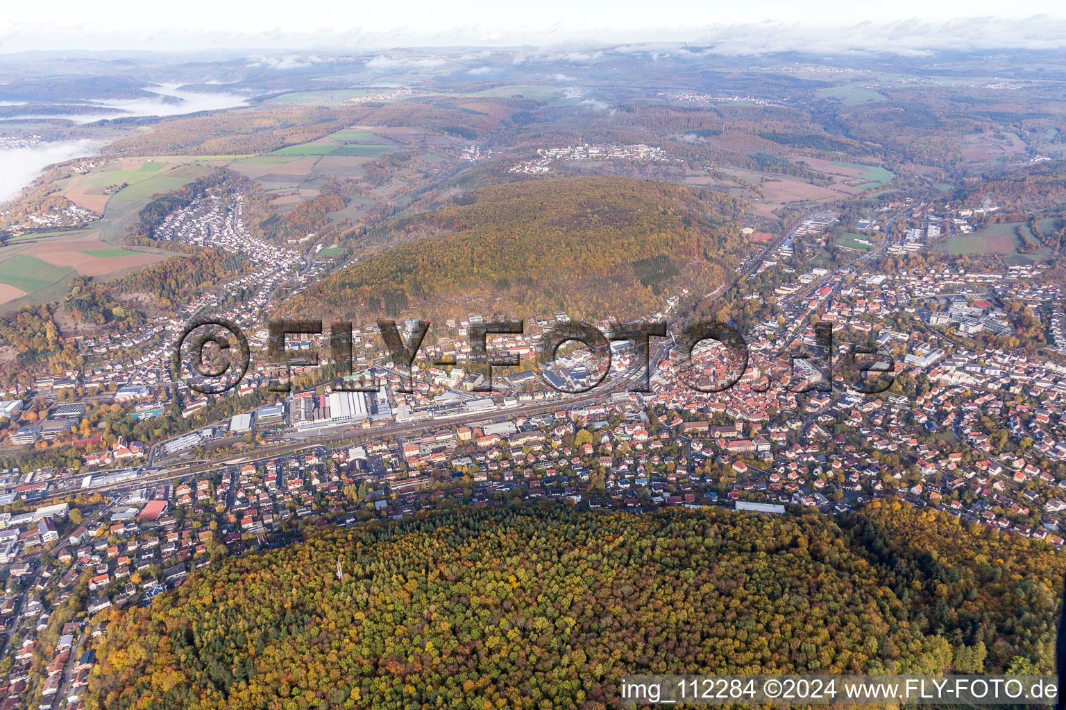 Aerial photograpy of Mosbach in the state Baden-Wuerttemberg, Germany