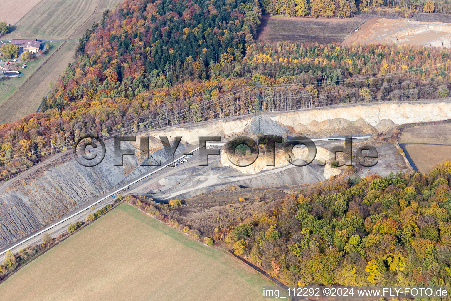 Aerial photograpy of Hohenlohe-Bauland GmbH SHB Gravel Works in the district Eberstadt in Buchen in the state Baden-Wuerttemberg, Germany