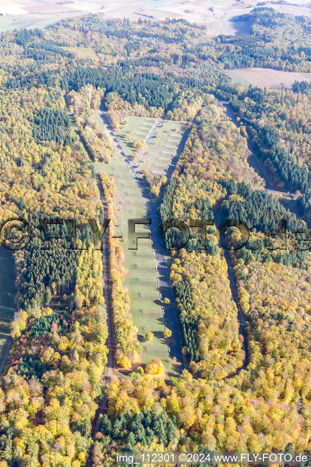 Aerial photograpy of Altheim, German Armed Forces in Walldürn in the state Baden-Wuerttemberg, Germany