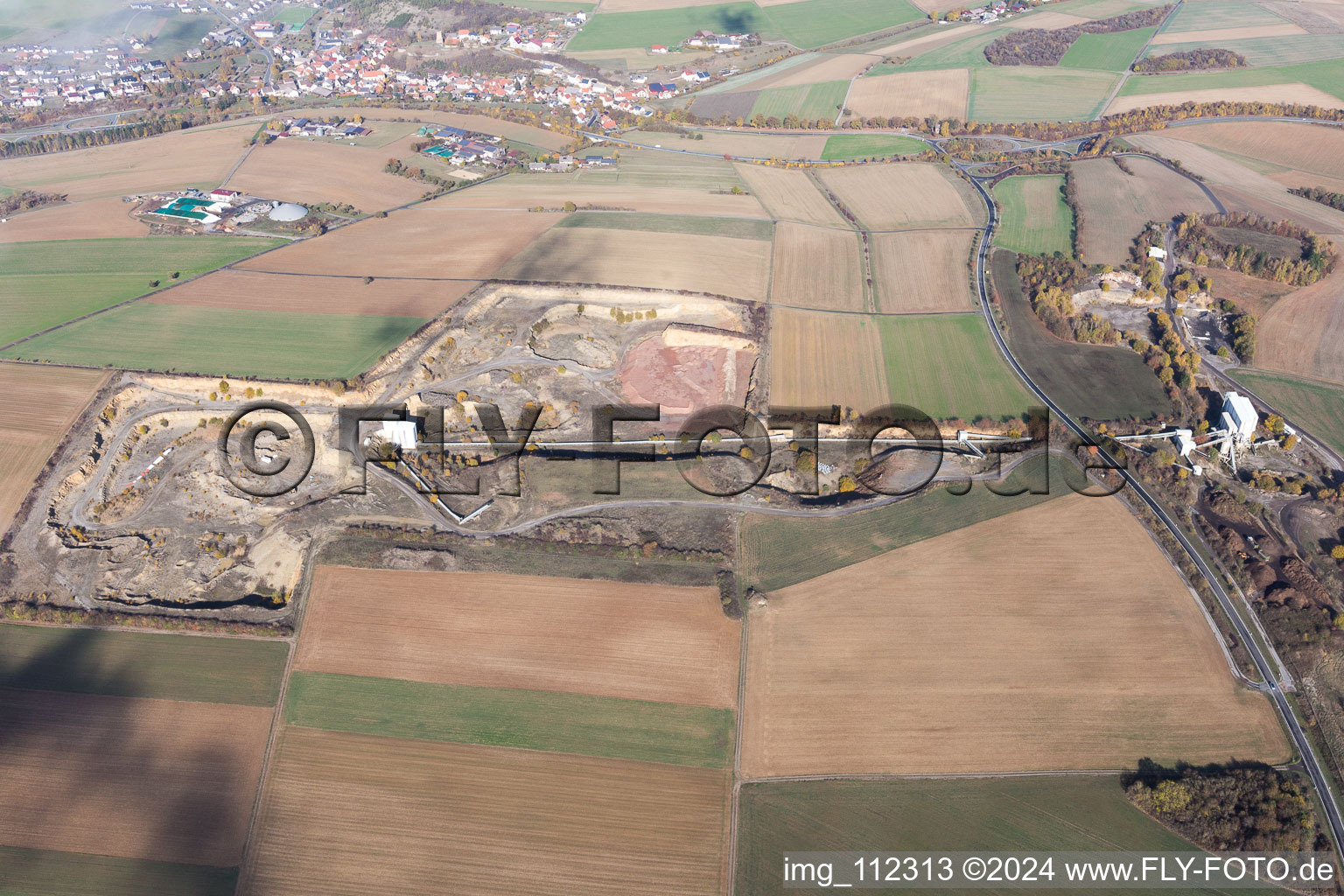 Aerial view of Quarry Hardheim-Schweinberg in Hardheim in the state Baden-Wuerttemberg, Germany