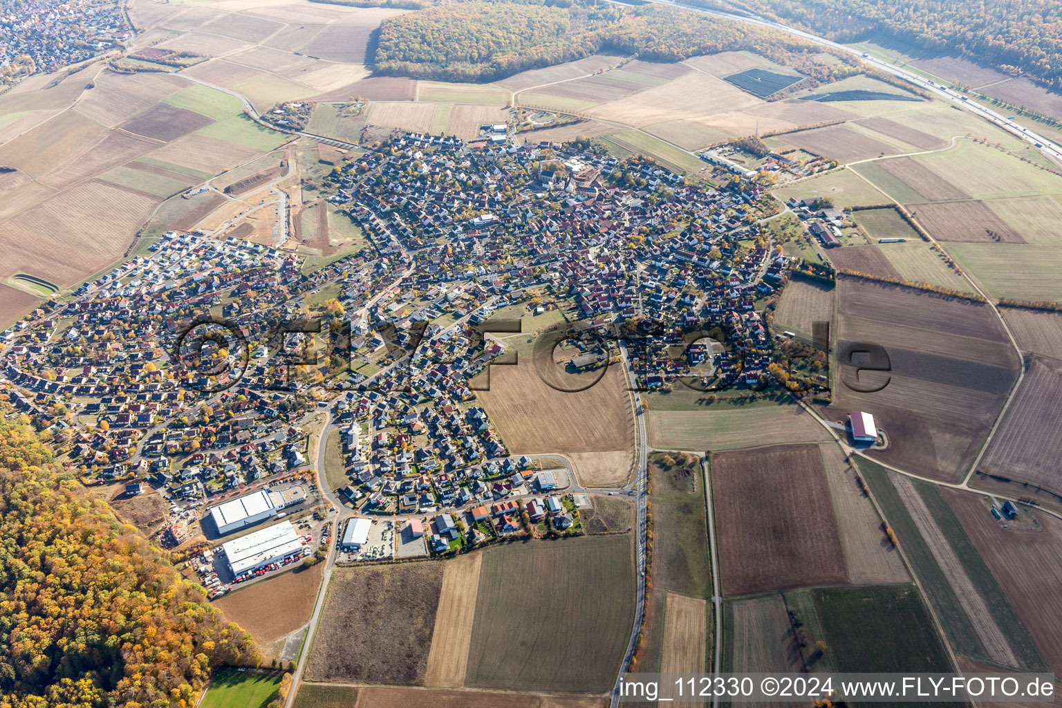 Oblique view of Waldbrunn in the state Bavaria, Germany