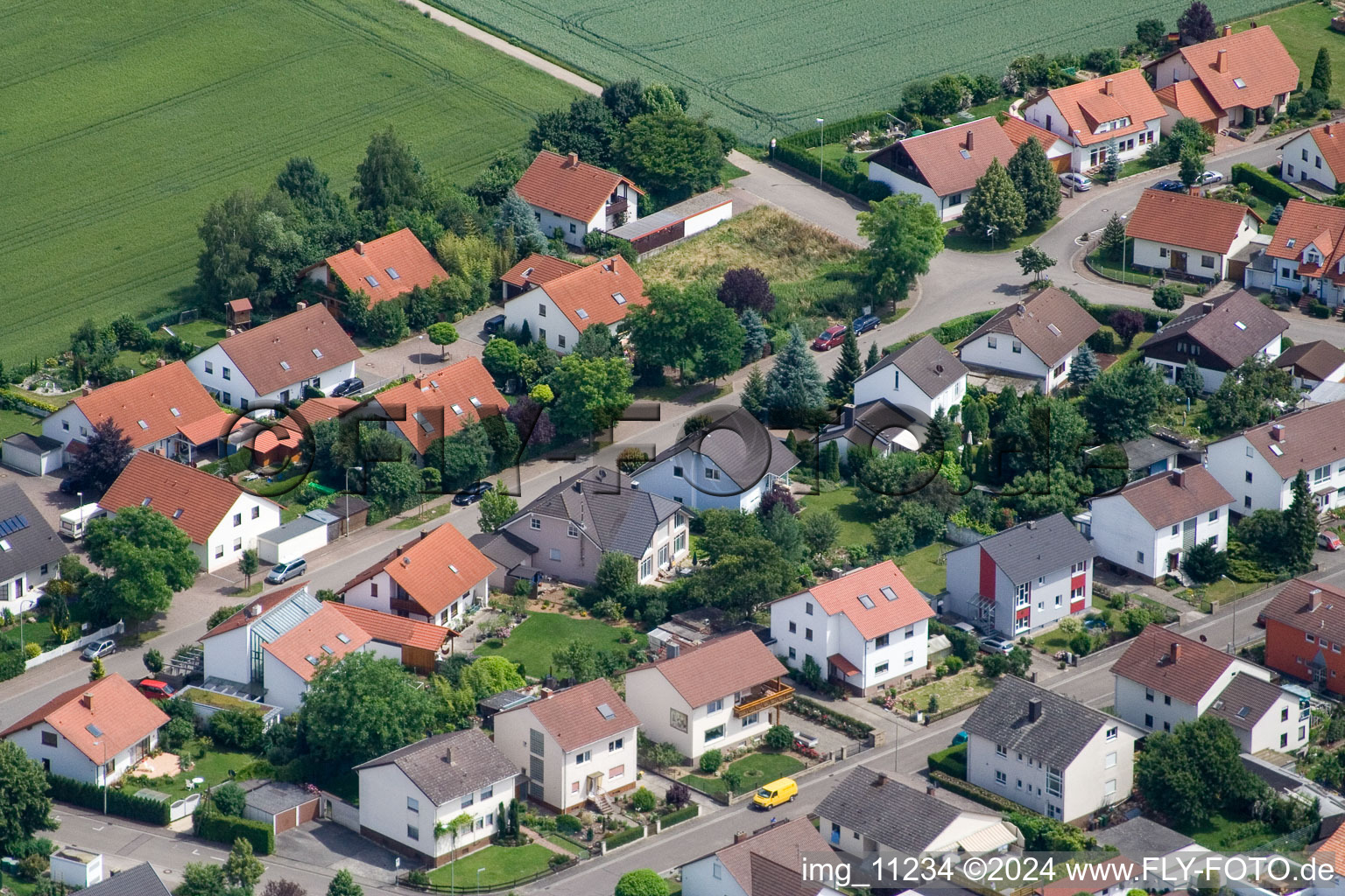 Aerial photograpy of Steinweiler in the state Rhineland-Palatinate, Germany