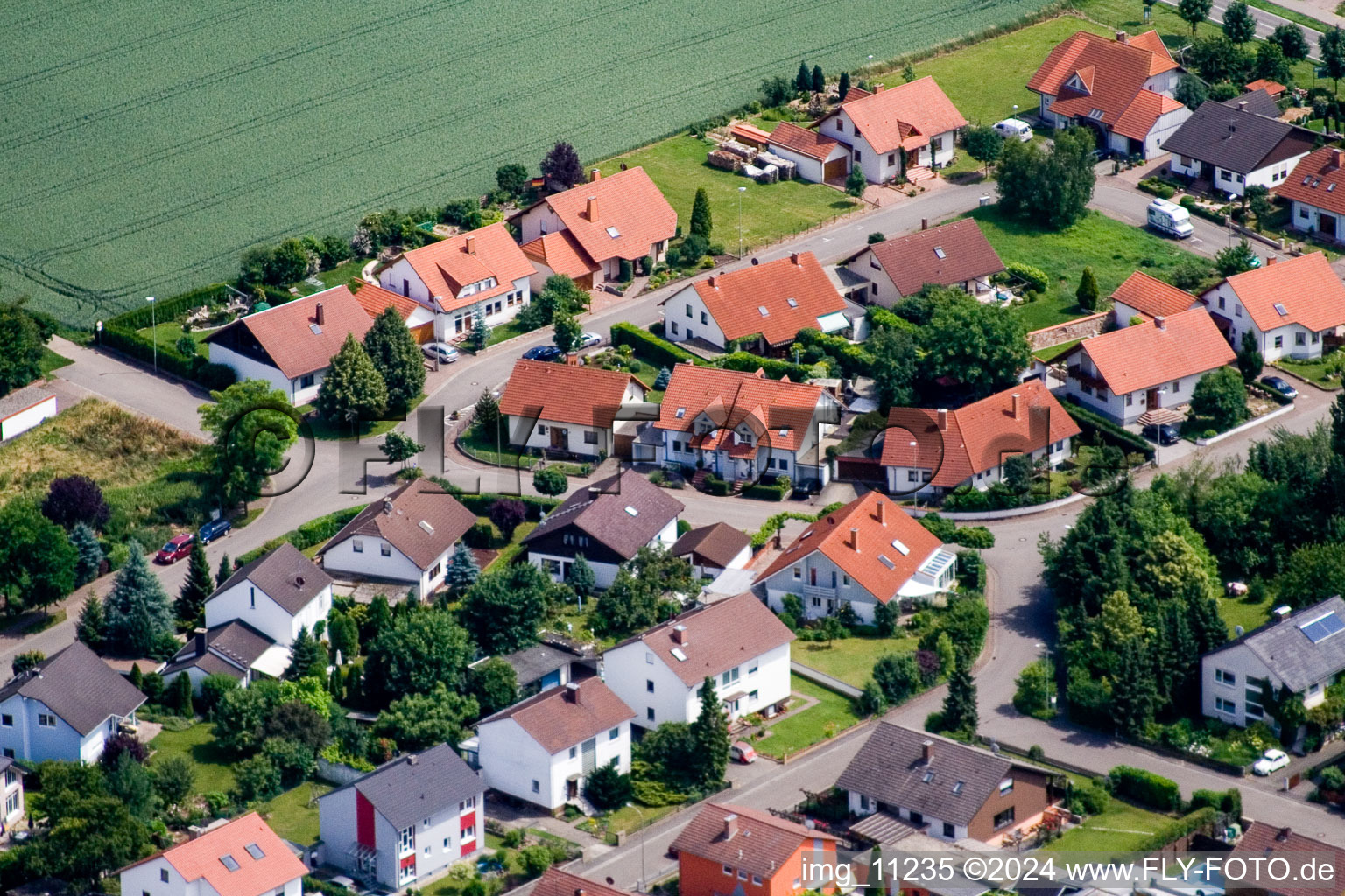 Oblique view of Steinweiler in the state Rhineland-Palatinate, Germany