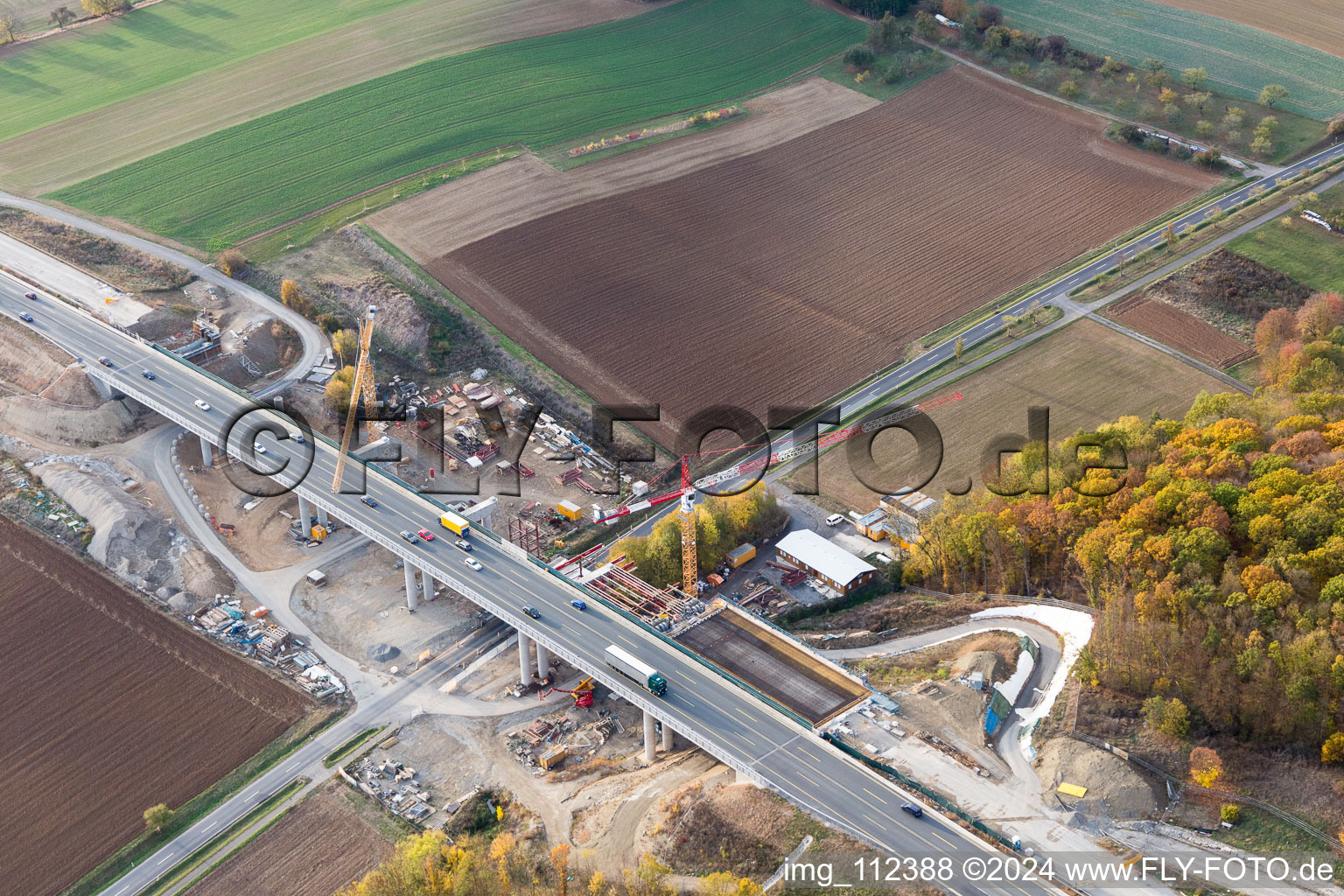 Bridge construction site on the BAB A7 in the district Schraudenbach in Werneck in the state Bavaria, Germany