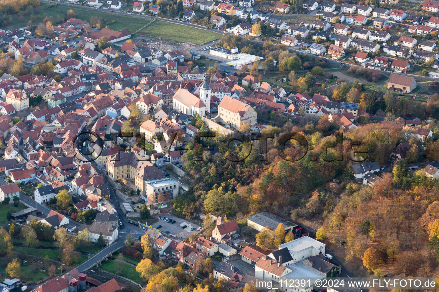 Town View of the streets and houses of the residential areas in Arnstein in the state Bavaria, Germany