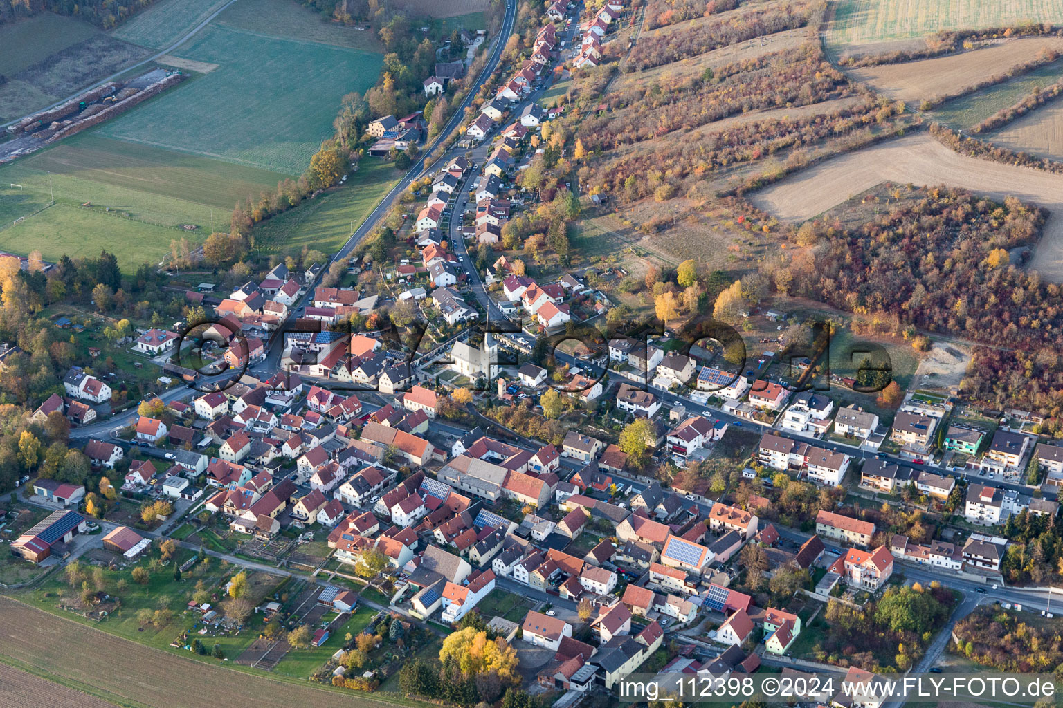 Aerial photograpy of Arnstein in the state Bavaria, Germany