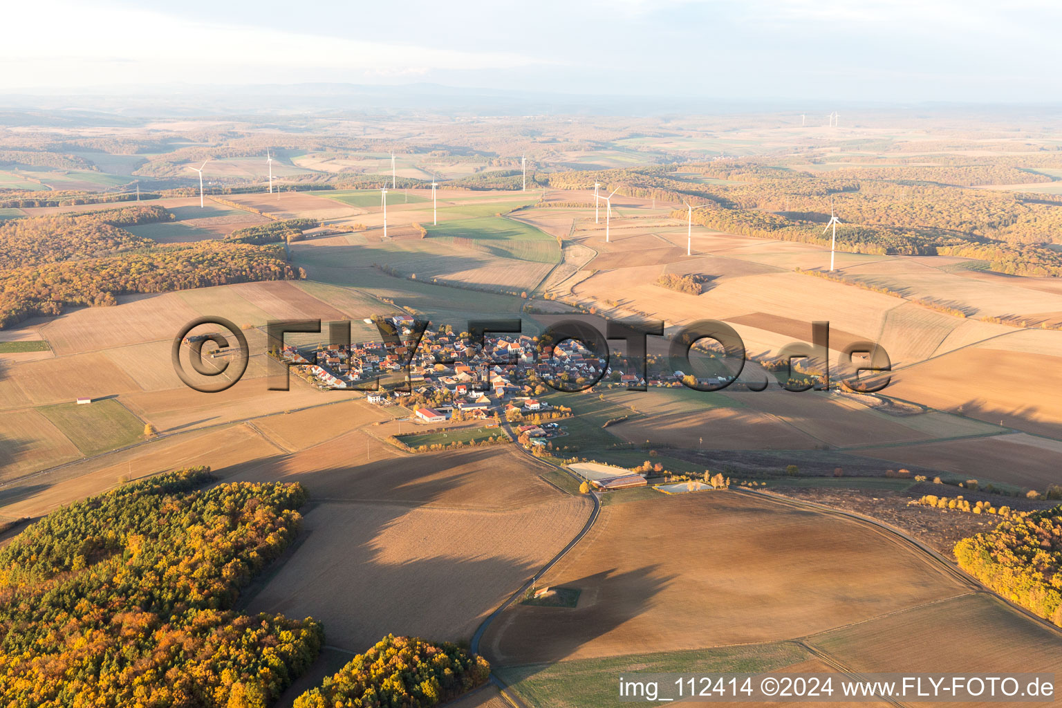 Aerial view of Hesslar in the state Bavaria, Germany