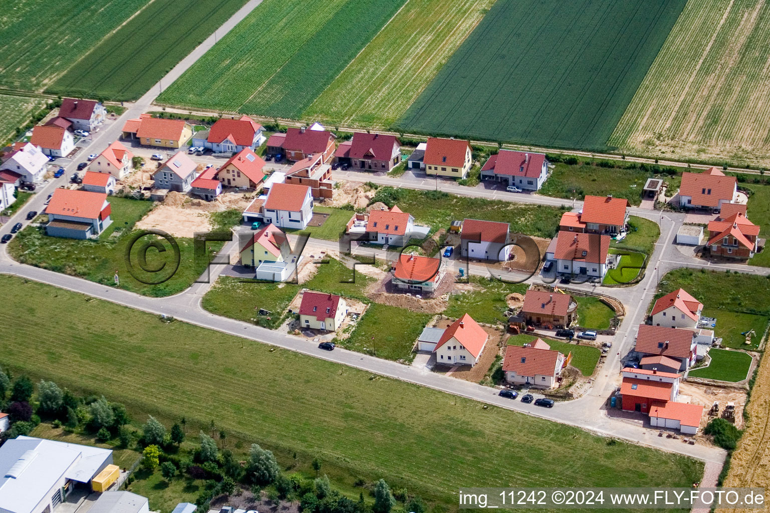 Drone recording of Steinweiler in the state Rhineland-Palatinate, Germany