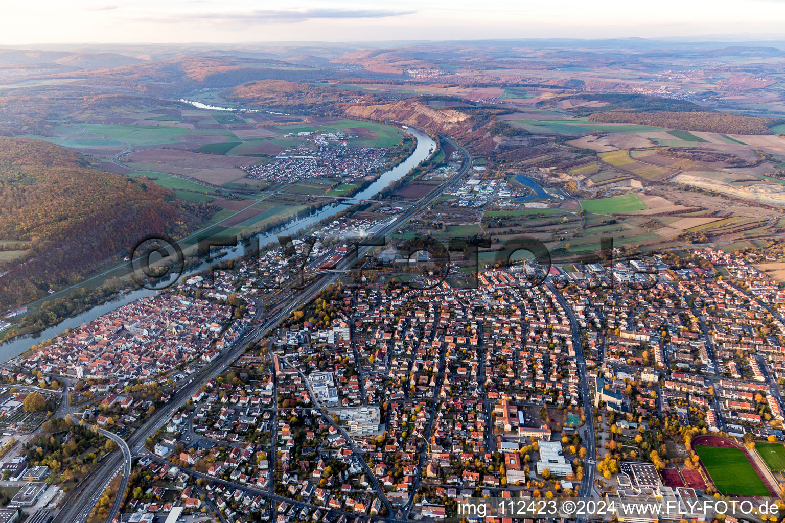 Aerial photograpy of Karlstadt am Main in the state Bavaria, Germany