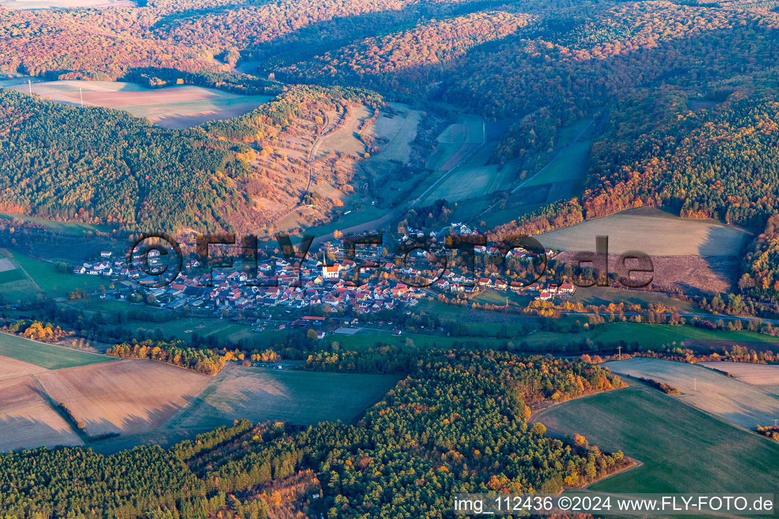 Aerial photograpy of Binsfeld in the state Bavaria, Germany