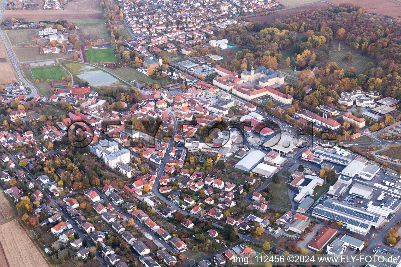 Werneck in the state Bavaria, Germany from above