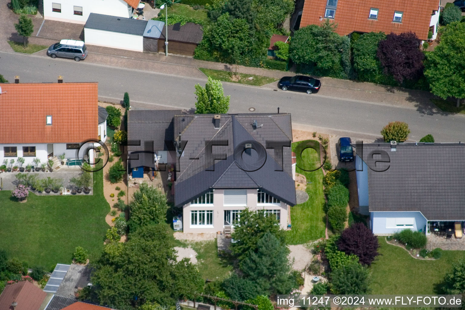 Steinweiler in the state Rhineland-Palatinate, Germany seen from a drone