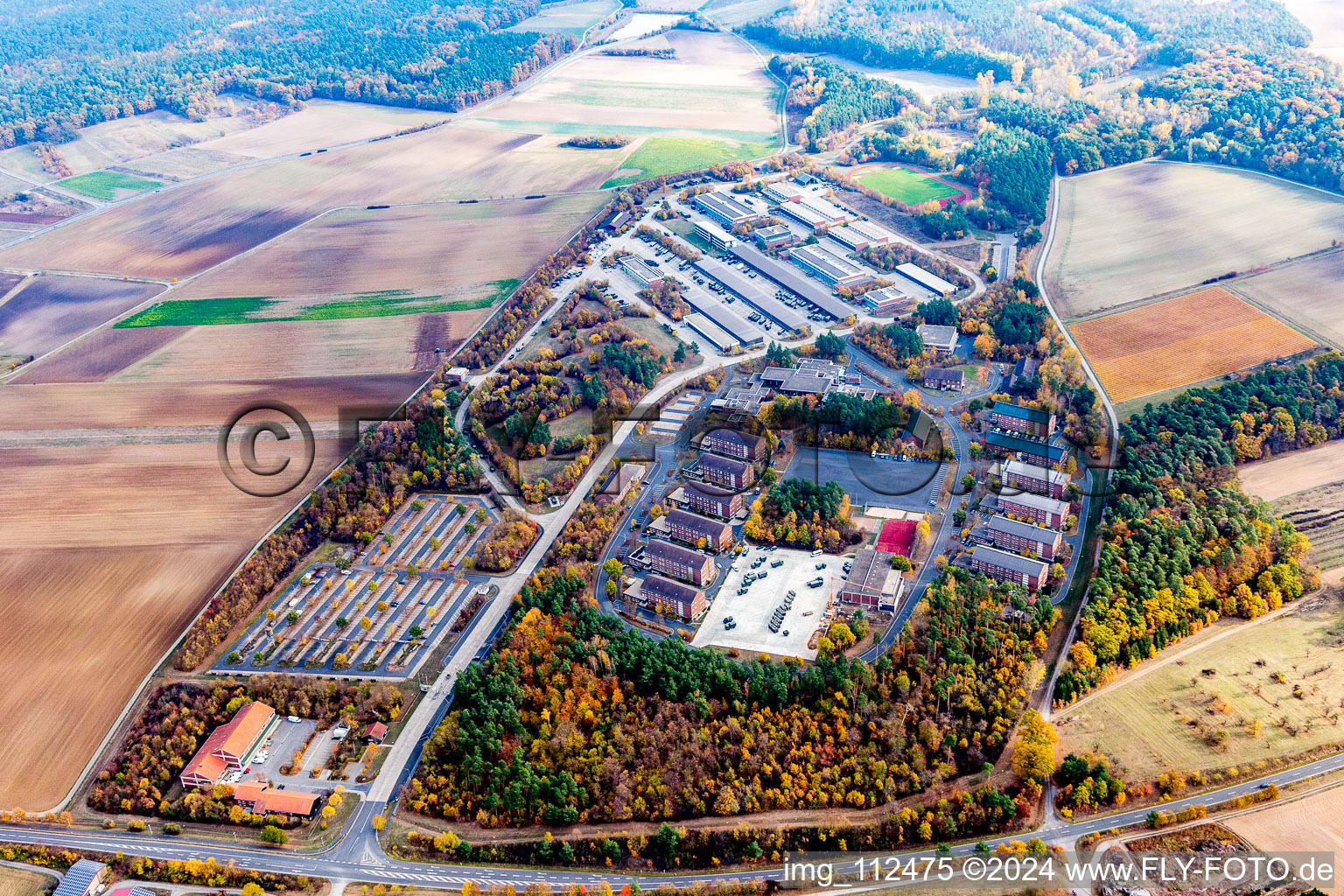 Building complex of the German army - Bundeswehr military barracks in Volkach in the state Bavaria, Germany