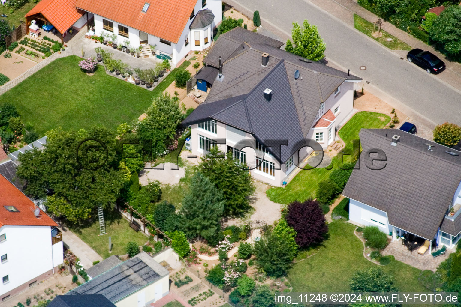 Aerial view of Steinweiler in the state Rhineland-Palatinate, Germany