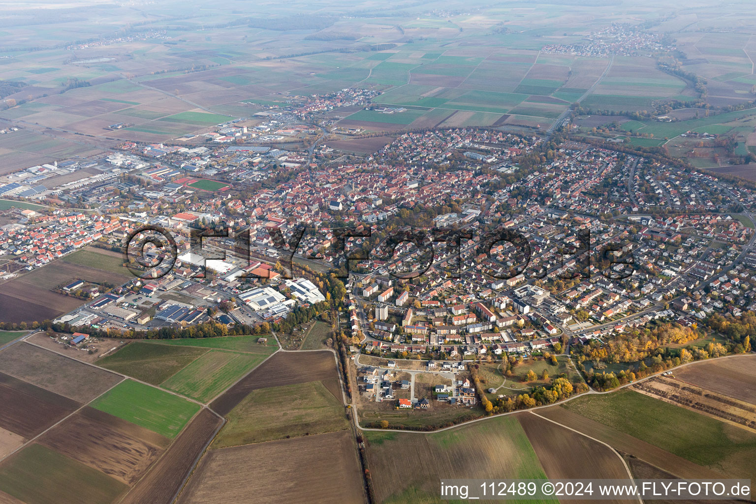 Aerial photograpy of Gerolzhofen in the state Bavaria, Germany