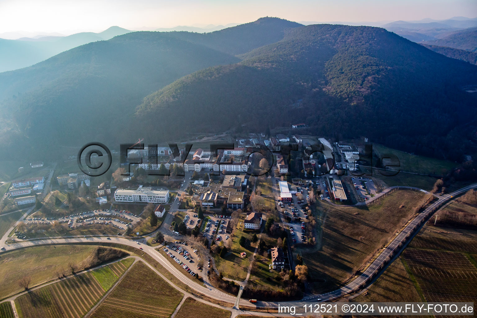 Aerial view of Palatinate Clinic in Klingenmünster in the state Rhineland-Palatinate, Germany