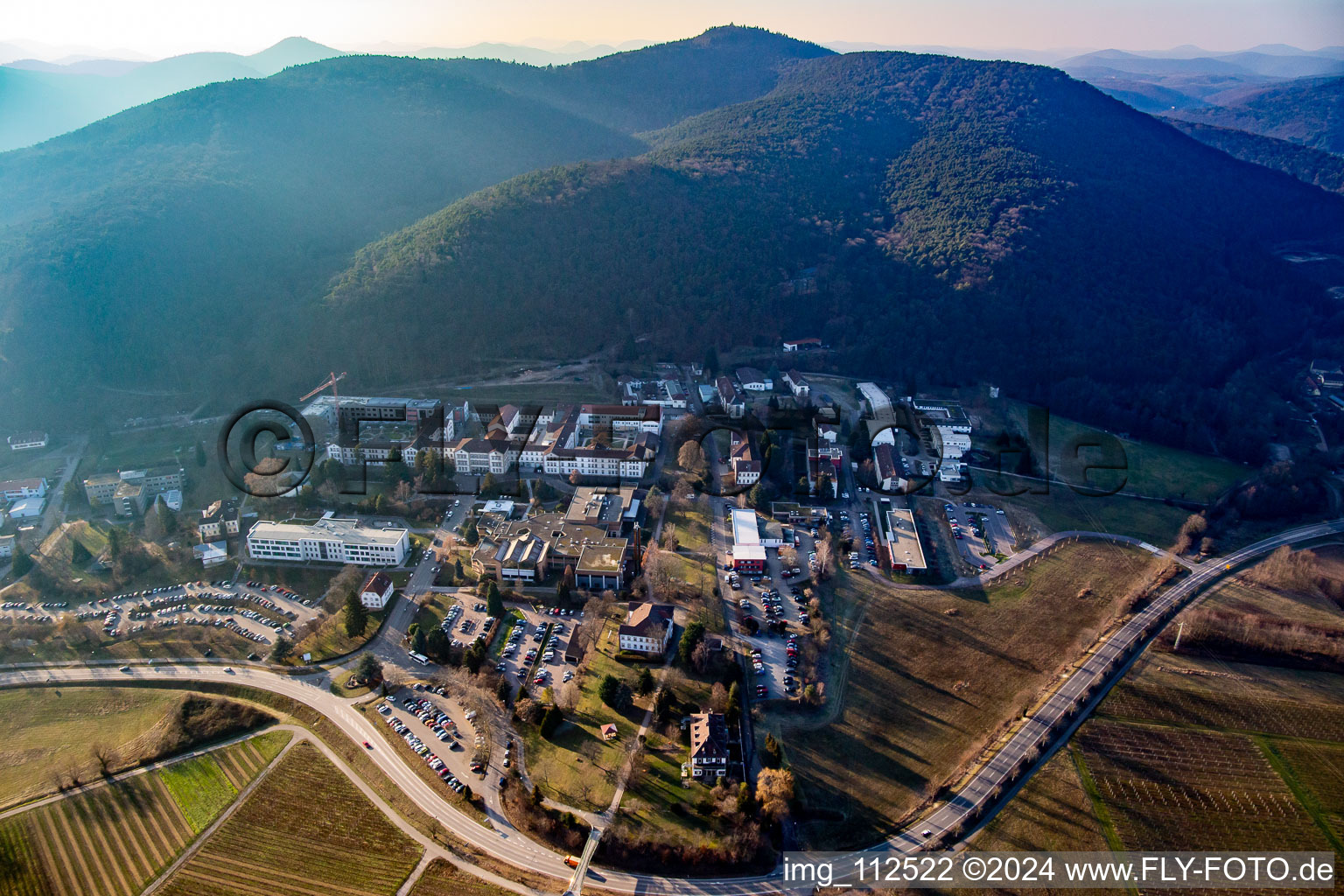 Aerial photograpy of Palatinate Clinic in Klingenmünster in the state Rhineland-Palatinate, Germany