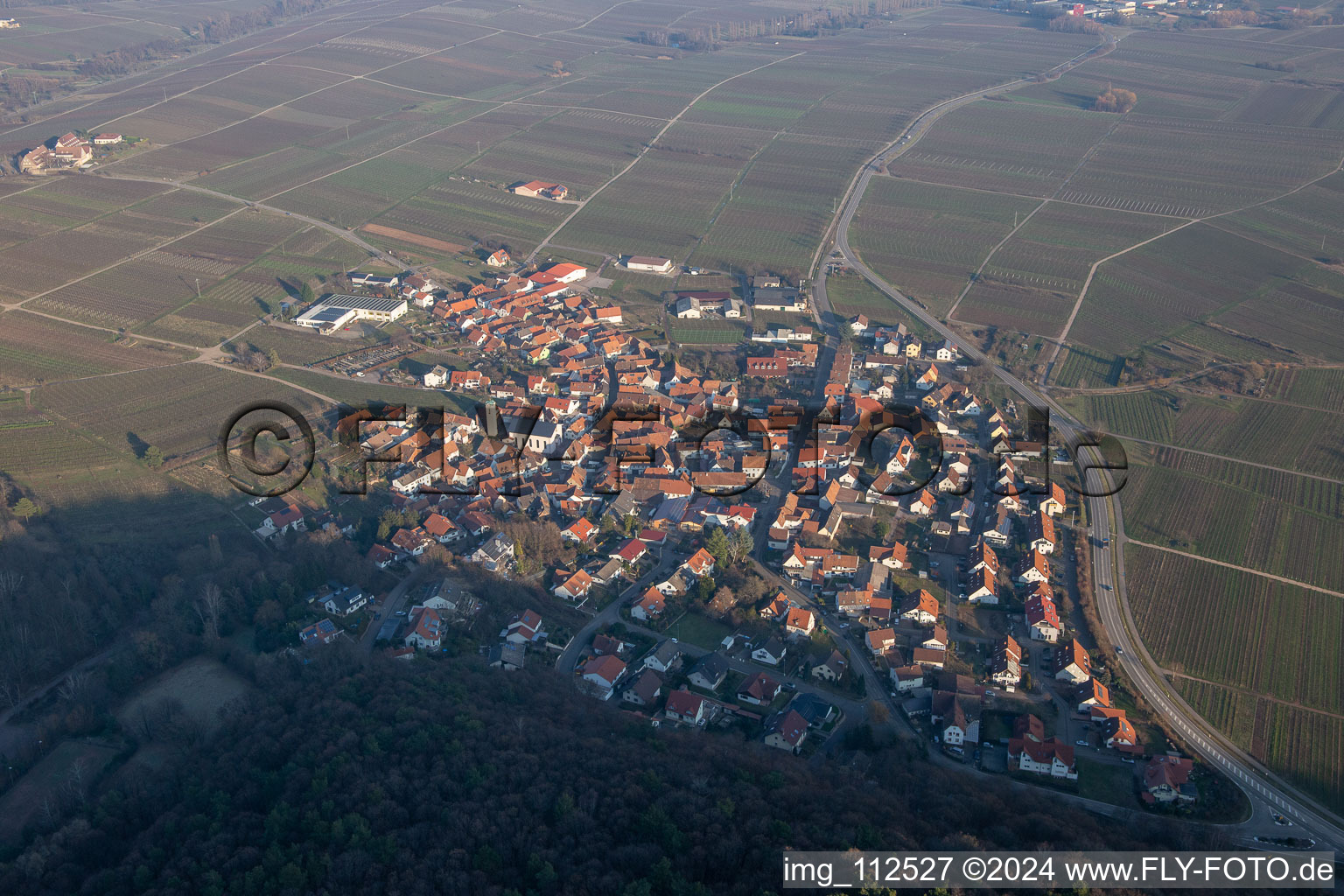 Eschbach in the state Rhineland-Palatinate, Germany from the plane