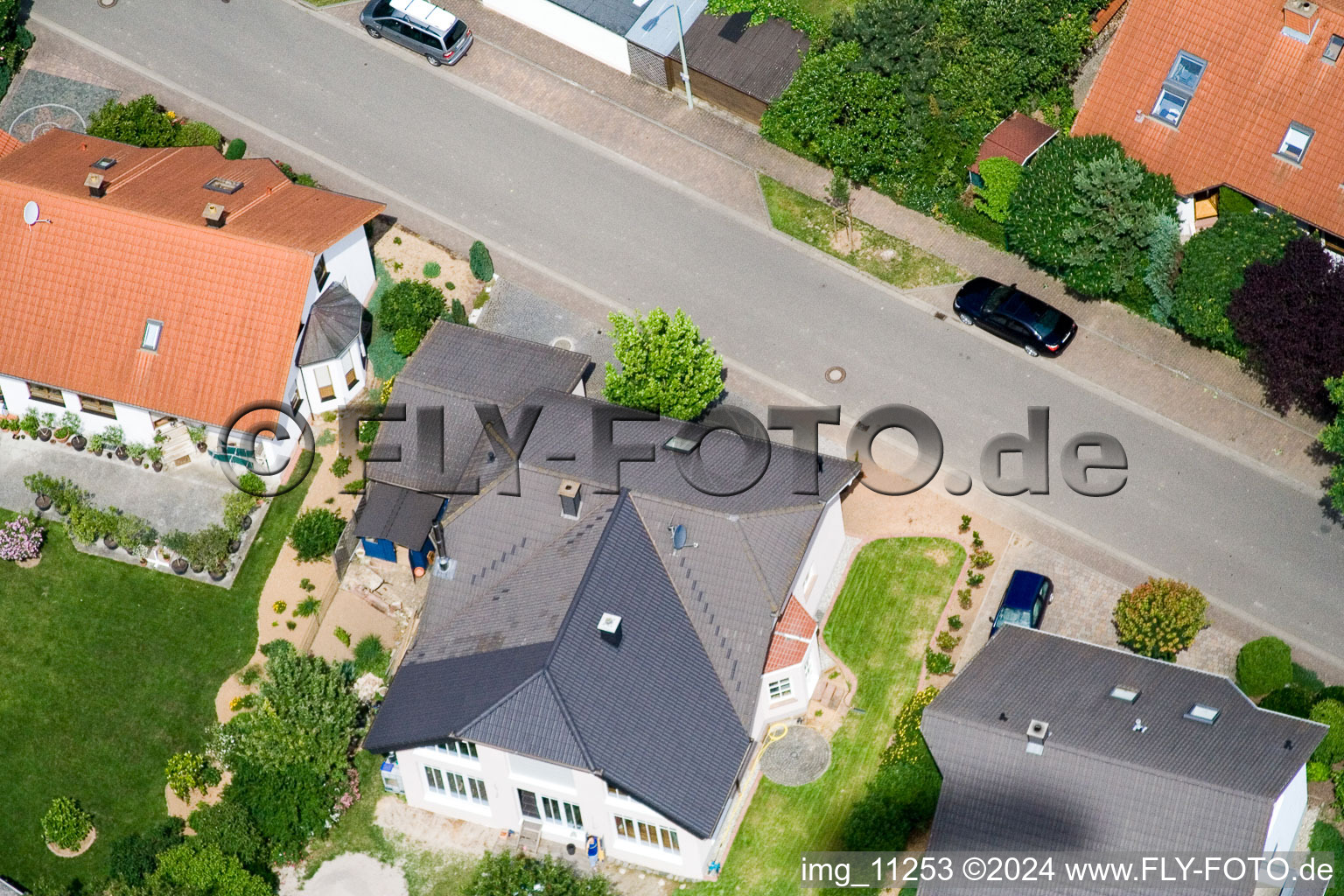 Steinweiler in the state Rhineland-Palatinate, Germany seen from above