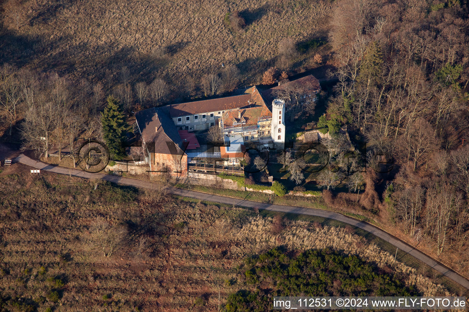 Drone recording of Leinsweiler in the state Rhineland-Palatinate, Germany