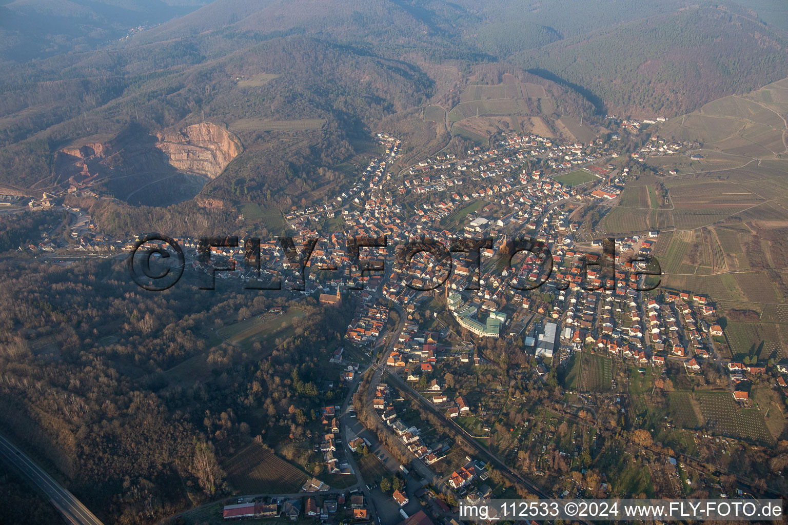 Bird's eye view of Albersweiler in the state Rhineland-Palatinate, Germany