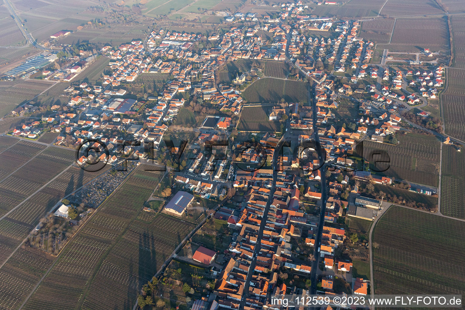 Edesheim in the state Rhineland-Palatinate, Germany from above