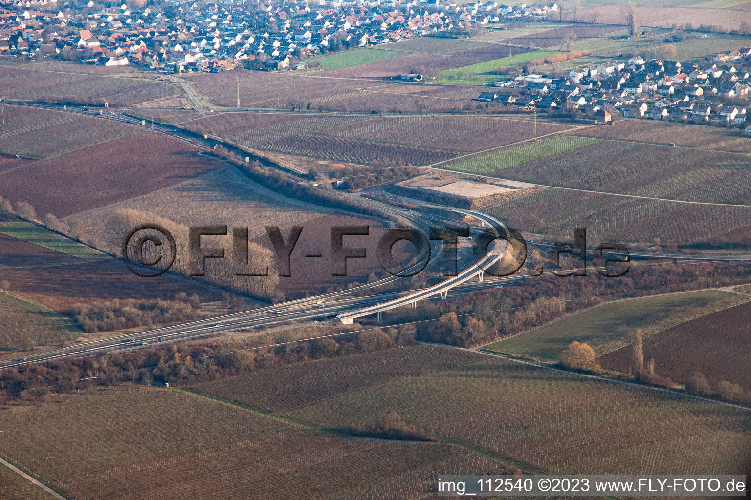 New construction of the Landau Nord motorway junction in the district Dammheim in Landau in der Pfalz in the state Rhineland-Palatinate, Germany