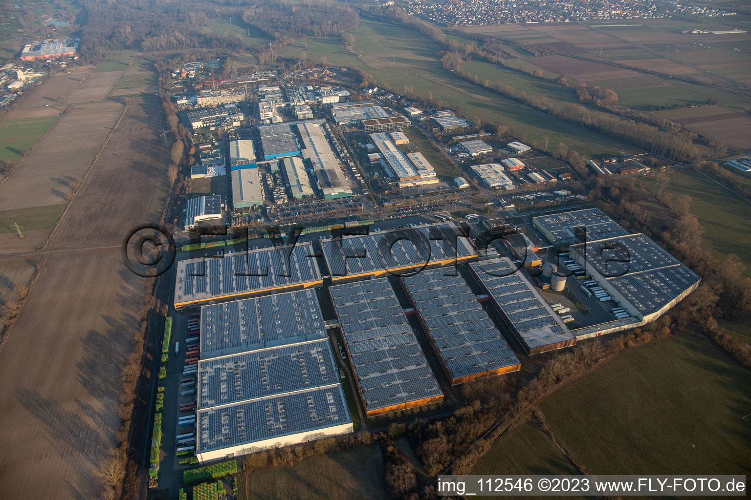 Industrial and commercial area Landau Ost with Michelin Tires and APL Automobil-Prueftechnik Landau GmbH in Landau in der Pfalz in the state Rhineland-Palatinate, Germany