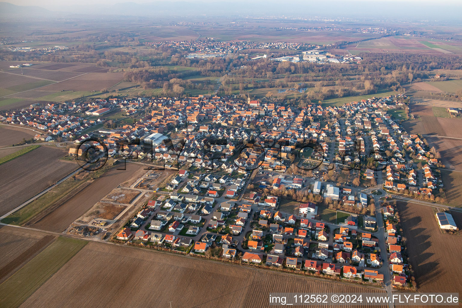 Drone recording of Steinweiler in the state Rhineland-Palatinate, Germany