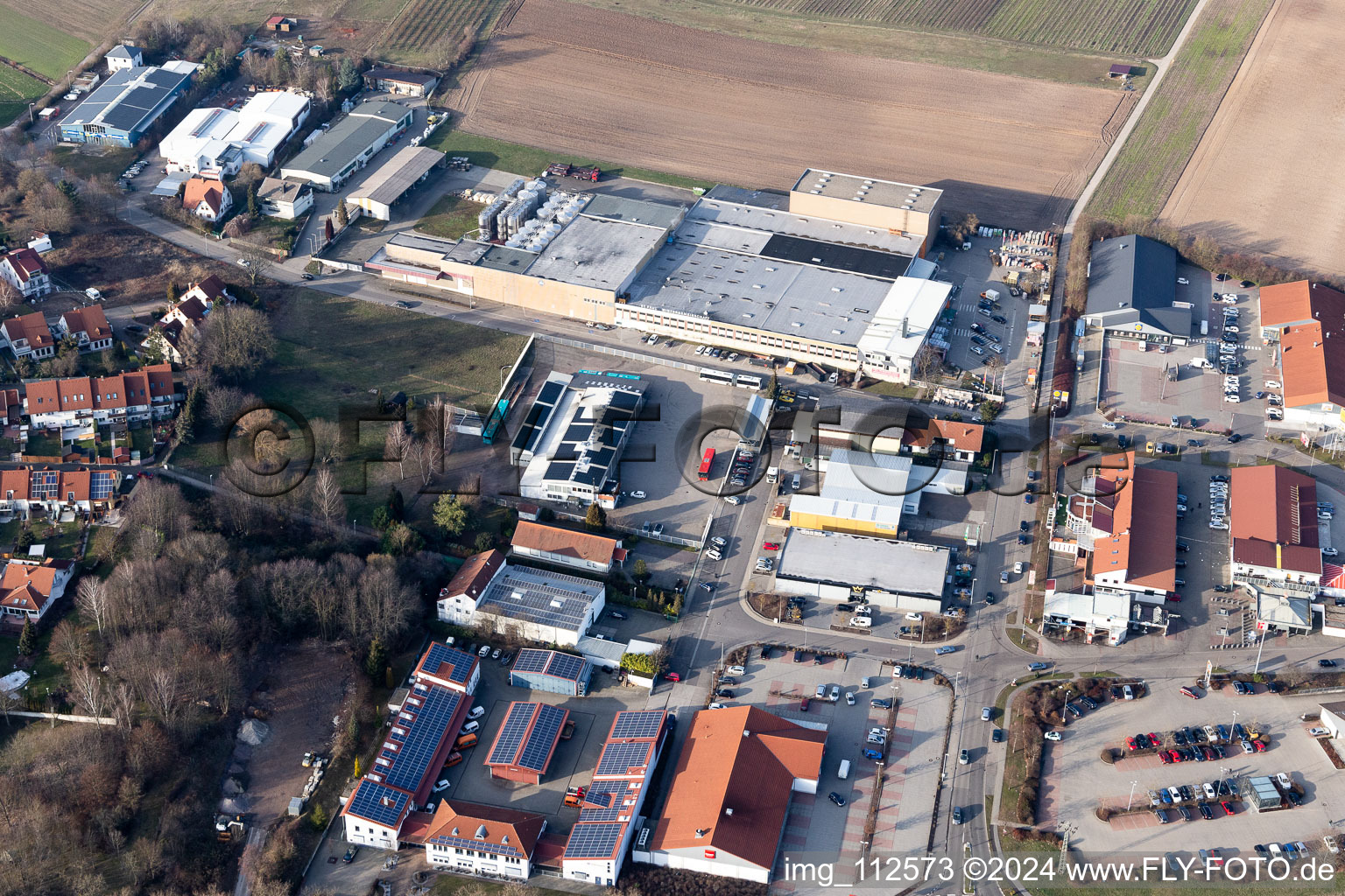 Aerial view of Bad Bergzabern in the state Rhineland-Palatinate, Germany