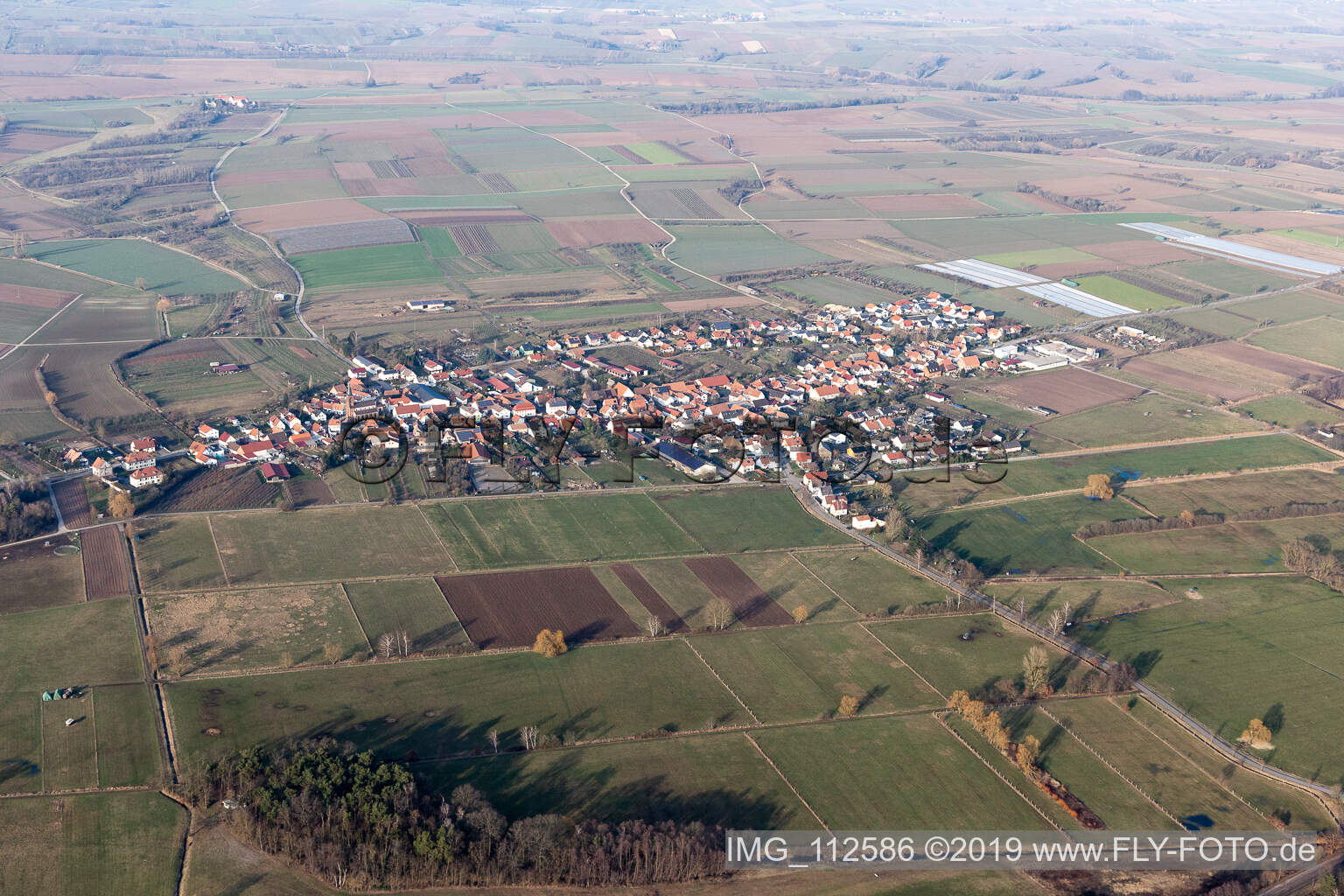 Schweighofen in the state Rhineland-Palatinate, Germany from above