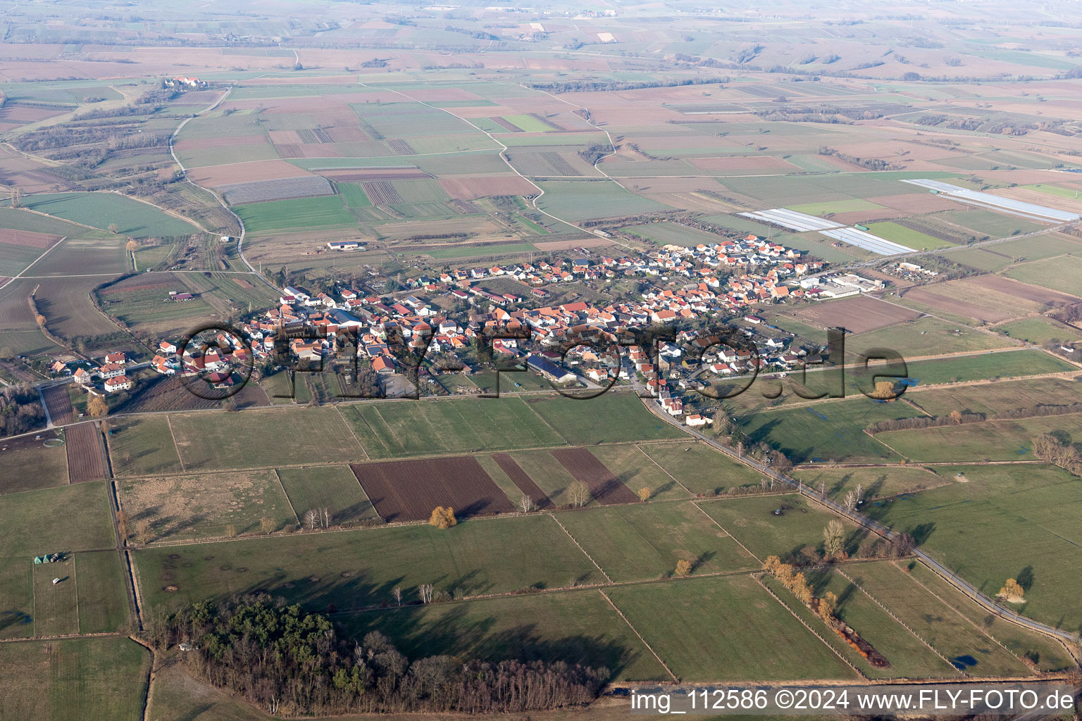 Schweighofen in the state Rhineland-Palatinate, Germany from above