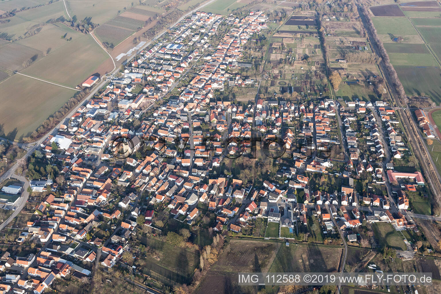 Bird's eye view of Kapsweyer in the state Rhineland-Palatinate, Germany