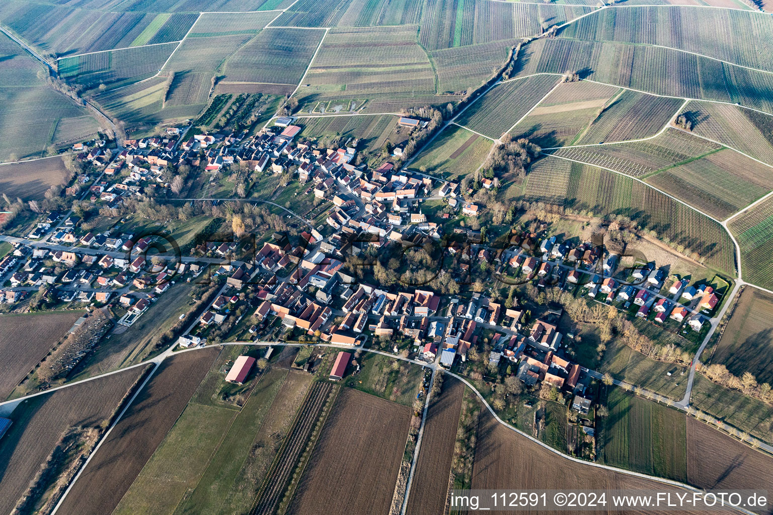 Dierbach in the state Rhineland-Palatinate, Germany seen from a drone