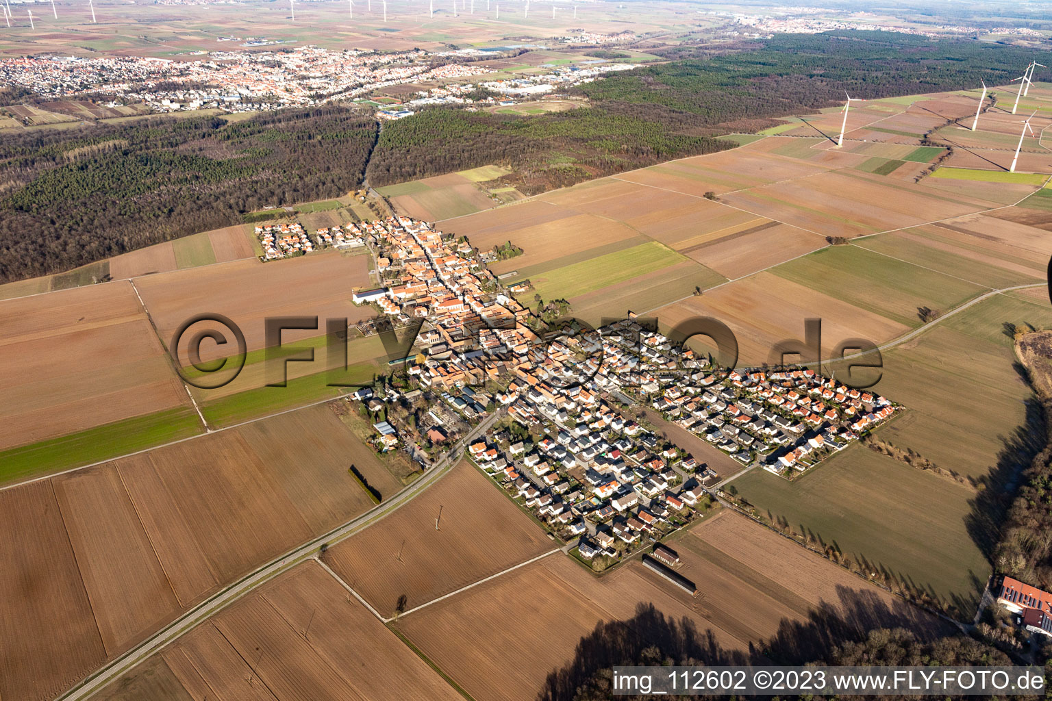 District Hayna in Herxheim bei Landau in the state Rhineland-Palatinate, Germany from above