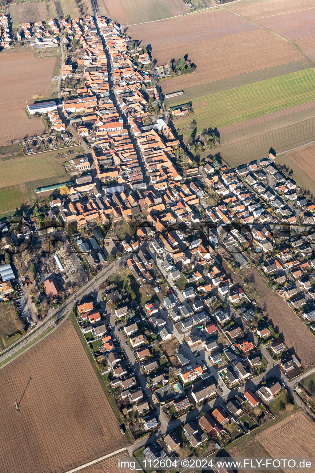 District Hayna in Herxheim bei Landau in the state Rhineland-Palatinate, Germany seen from above