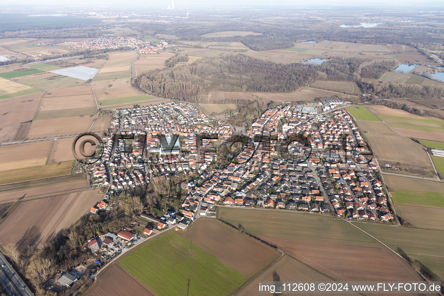 Kuhardt in the state Rhineland-Palatinate, Germany from the plane