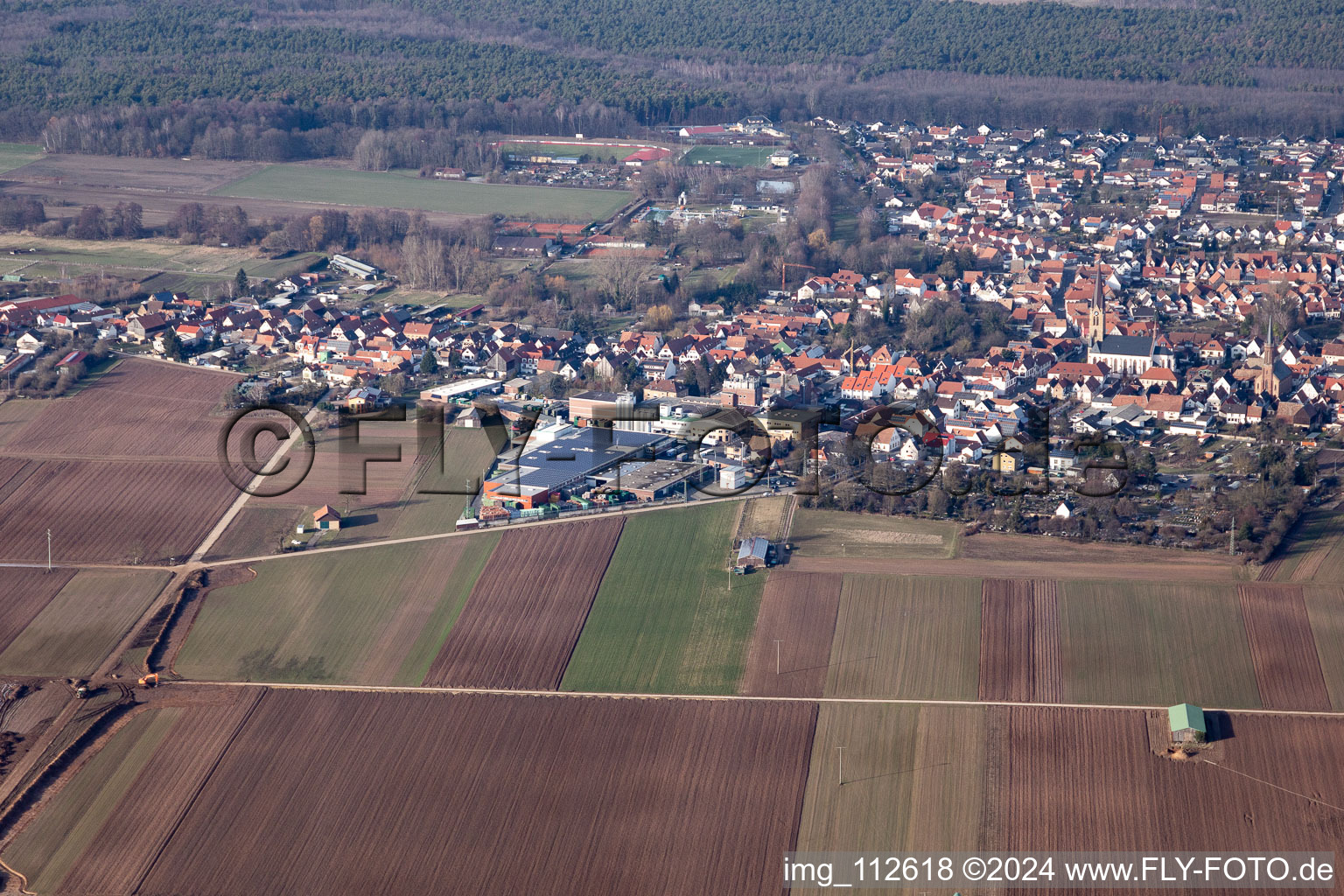 Bellheim in the state Rhineland-Palatinate, Germany from a drone