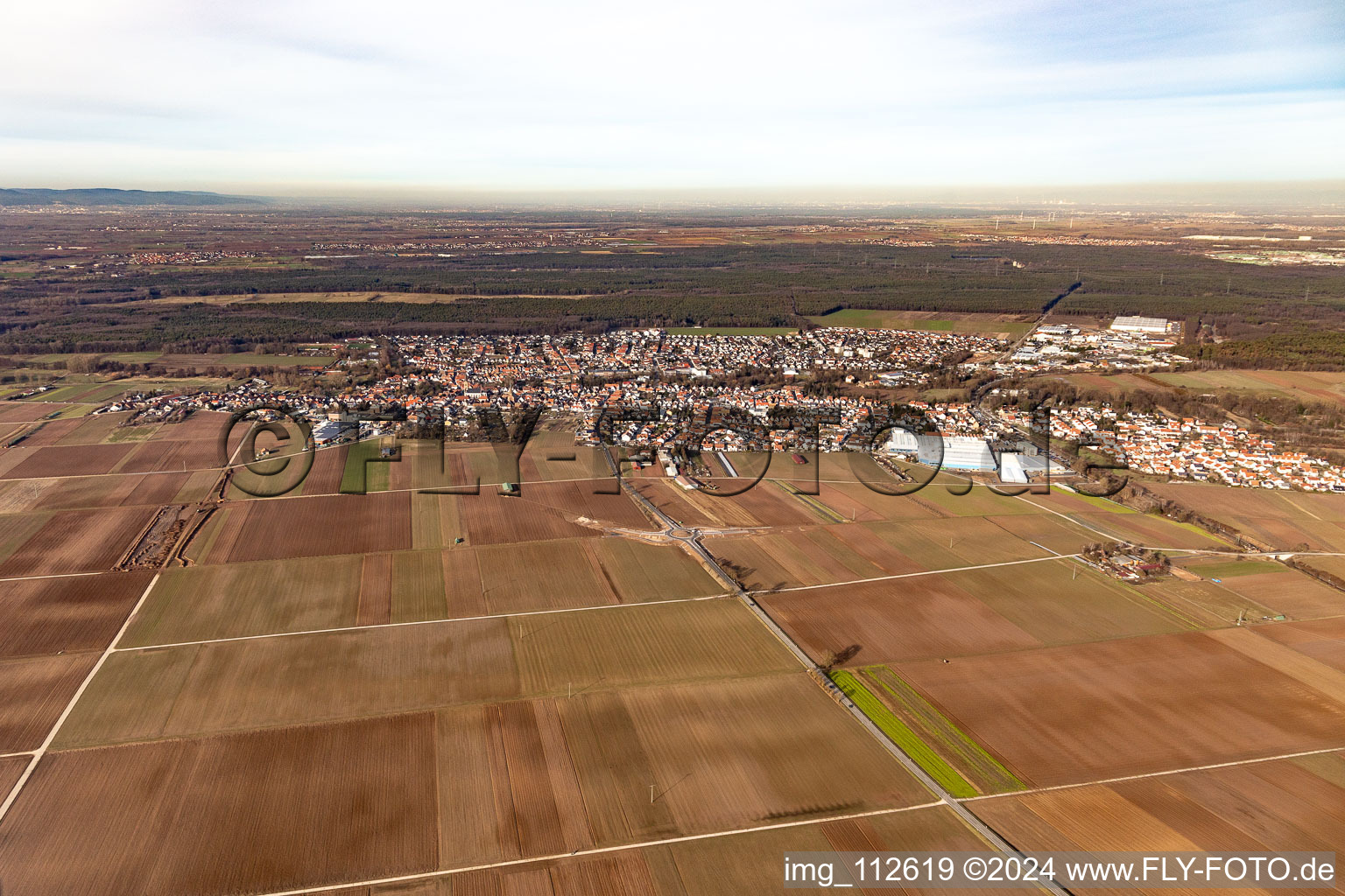 Bellheim in the state Rhineland-Palatinate, Germany seen from a drone