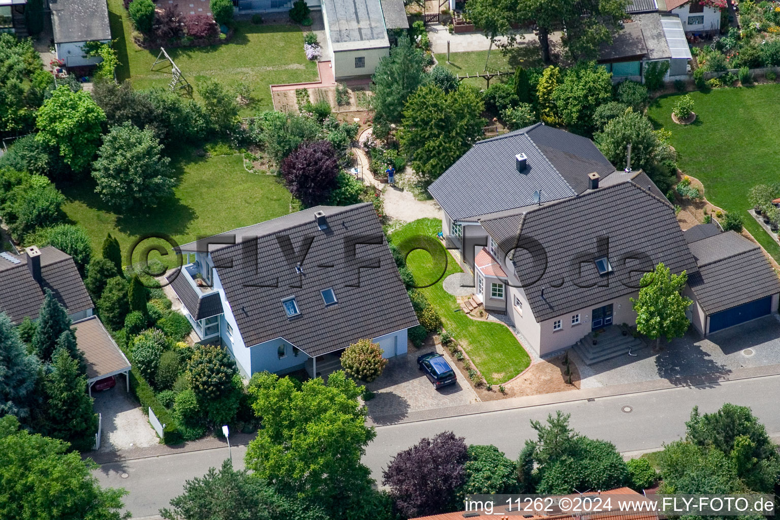 Steinweiler in the state Rhineland-Palatinate, Germany seen from a drone