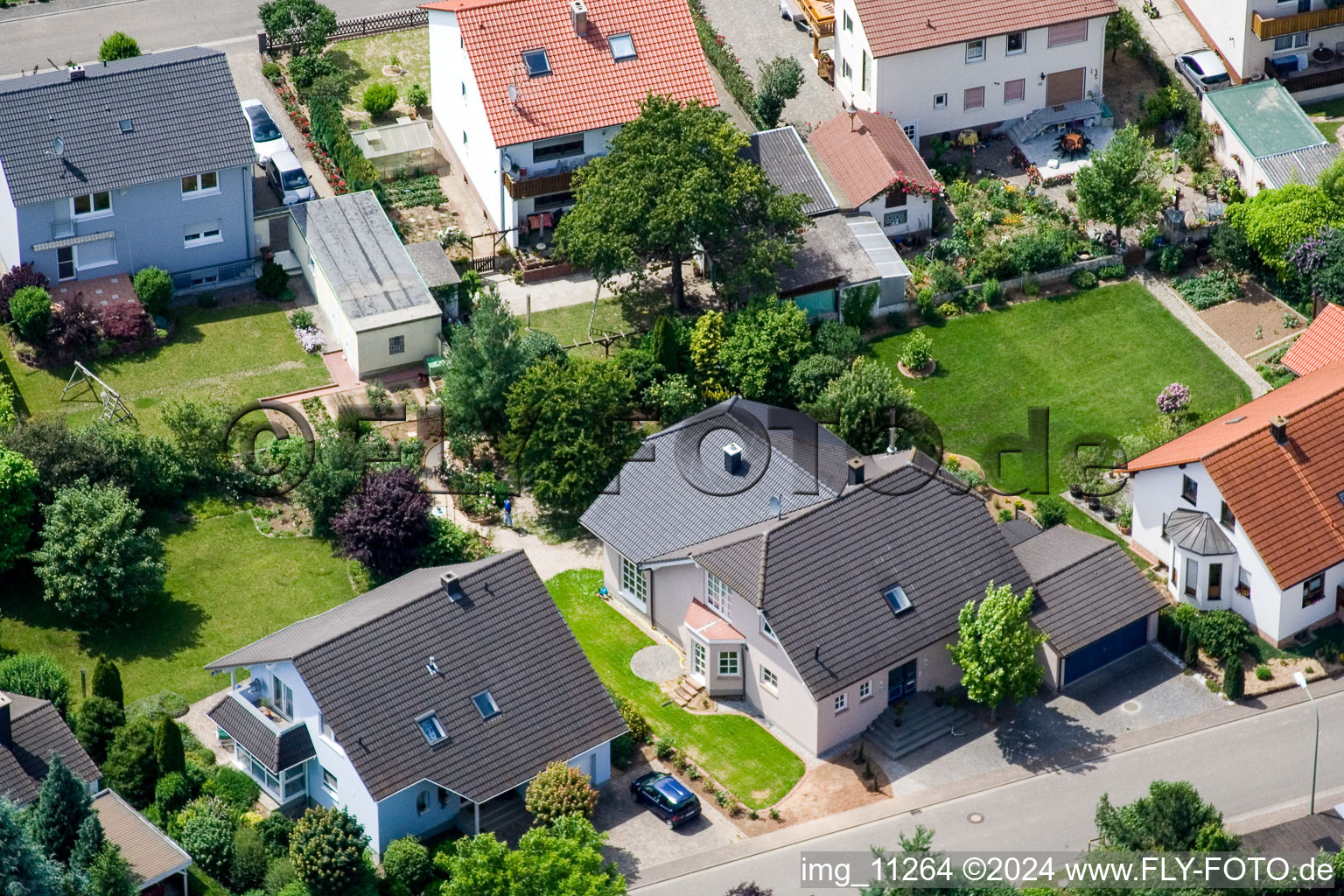 Aerial view of Steinweiler in the state Rhineland-Palatinate, Germany