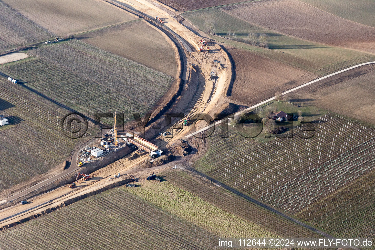 Aerial view of Impflingen in the state Rhineland-Palatinate, Germany