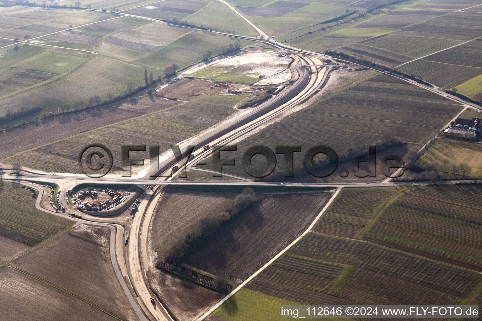 Oblique view of Impflingen in the state Rhineland-Palatinate, Germany